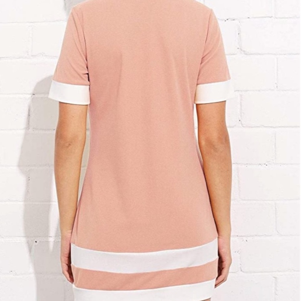 Dusty pink color block dress - Picture 2 of 2